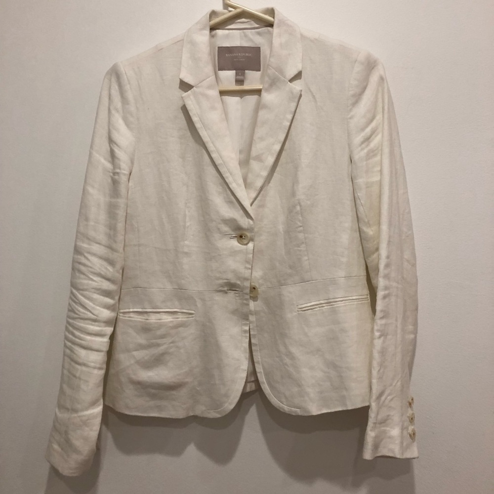 Banana republic white linen blazer  size 4